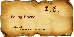 Paksy Barna névjegykártya