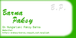 barna paksy business card